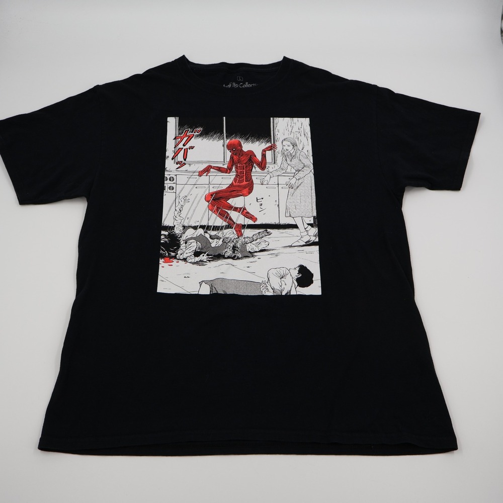 Junji Ito Collection Graphic T-Shirt‎ Mens Large Black Horror Manga Anime Tee